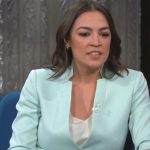 Rep. Alexandria Ocasio-Cortez on The Late Show with Stephen Colbert.